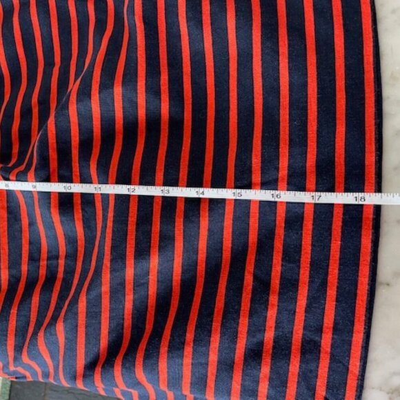 J. CREW Classic Navy Orange Stripe Elastic Waist Linen Mini Sidewalk Skirt 10 - Picture 13 of 14